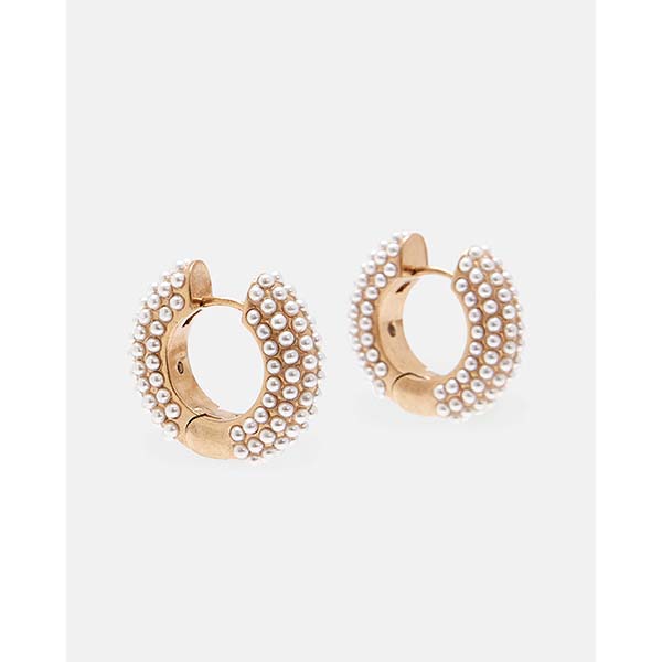 Allsaints Australia Womens Pearl Beaded Chunky Hoop Earring Brass AU62-128